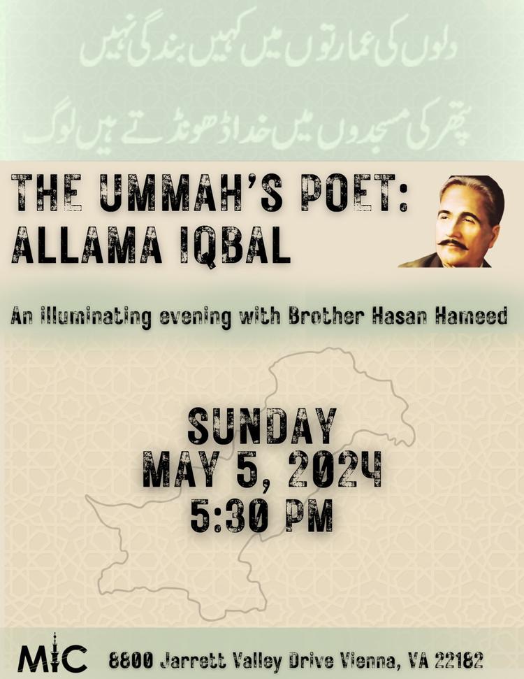 Flyer for The Ummah's Poet: Allama Iqbal